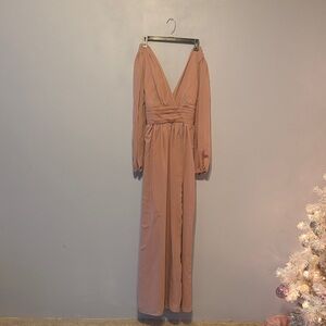 Elegant Pink Chiffon Evening Gown